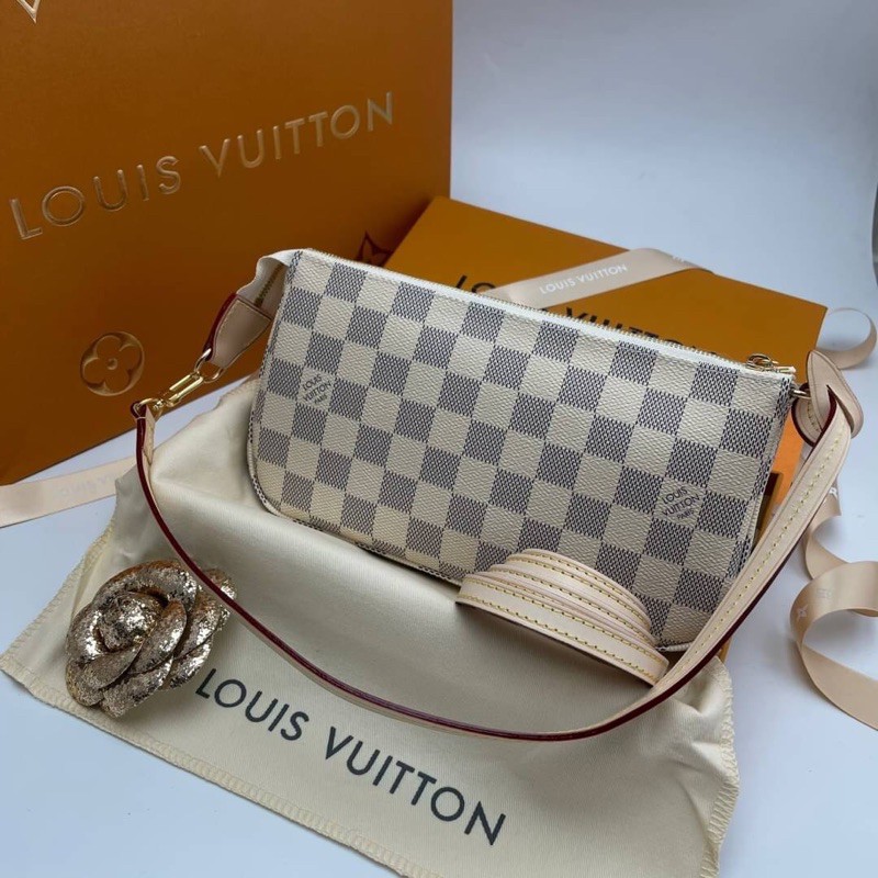 LOUIS VUITTON Damier Azur Pochette Accessoires Pouch N51986 LV Auth rz390  ref.591876 - Joli Closet