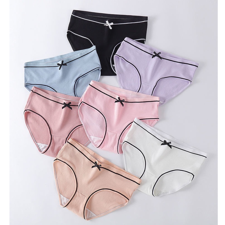 พร้อมส่ง มีไซส กางเกงใน ผ้าคอตตอน ขอบโบว์ ผ้าหนา นุ่ม