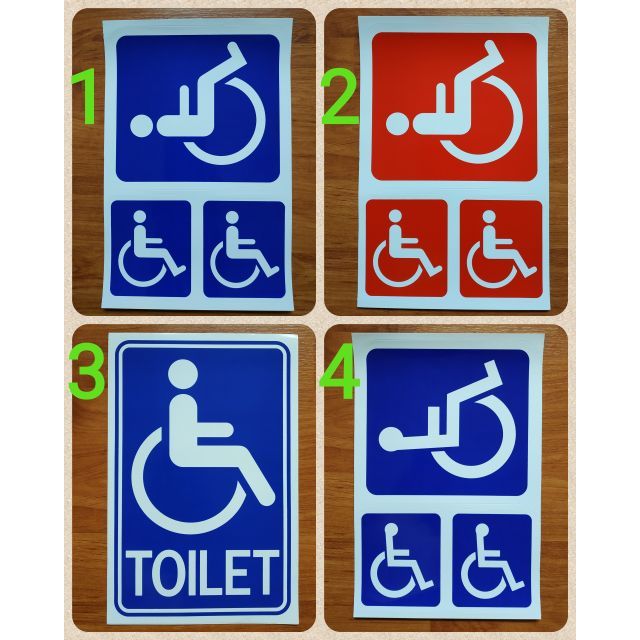สติ๊กเกอร์สัญลักษณ์คนพิการ Wheelchair ห้องสุขาผู้พิการ ผู้ที่นั่งรถเข็น วิลแชร์ ชรา สตรีมีครรภ์ ผู้ป่วยสูงอายุ