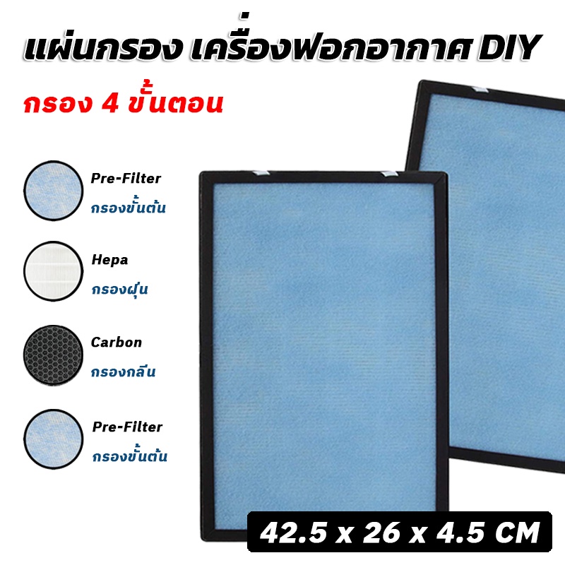 แผ่นกรองอากาศ แผ่นกรองฝุ่น DIY กรอง4ชั้น ขนาด 26.5 x 42.5 ×  x 4.5 เซนติเมตร (กว้างxยาวxหนา)