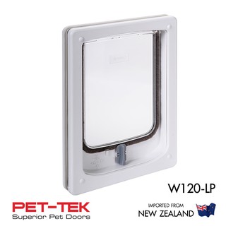 (ไม่ใช่ของจีน) ประตูแมว-ประตูสุนัข PET-TEK W120-LP สีขาว ช่อง18*23ซม. ติดกับประตูทั่วไปหนา 10-25มม. นำเข้า New Zealand