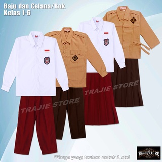 Setelan Seragam Sekolah SD Merah Putih Pramuka Setelan Anak Laki Laki Perempuan Baju Lengan Panjang