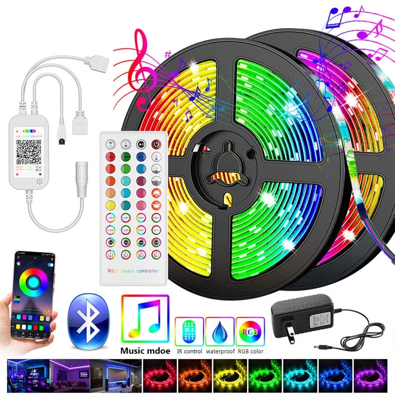 ไฟริบบิ้น 5050 ไฟเส้น RGB ไฟตกแต่งห้อง 5-20เมตร ไฟเส้นเปลี่ยนสีได้ LED Strip Light ไฟตกแต่ง สำหรับตกแต่งบ้าน