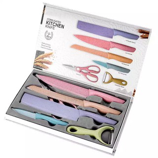 ชุดอุปกรณ์เครื่องครัว ชุดมีด กรรไกร และมีดปอดผลไม้ พร้อมกล่อง knife set with box