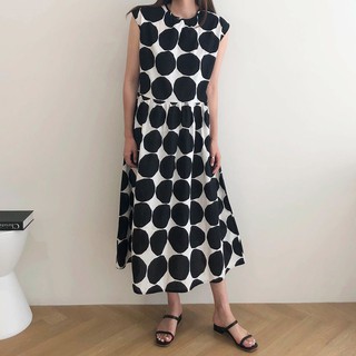 Marimekko dress เดรสยาวแขนสั้น เดรสลายมารีเมกโกะ เดรสทรงปล่อย เดรสมินิมอล เดรสไตล์เกาหลี FA489