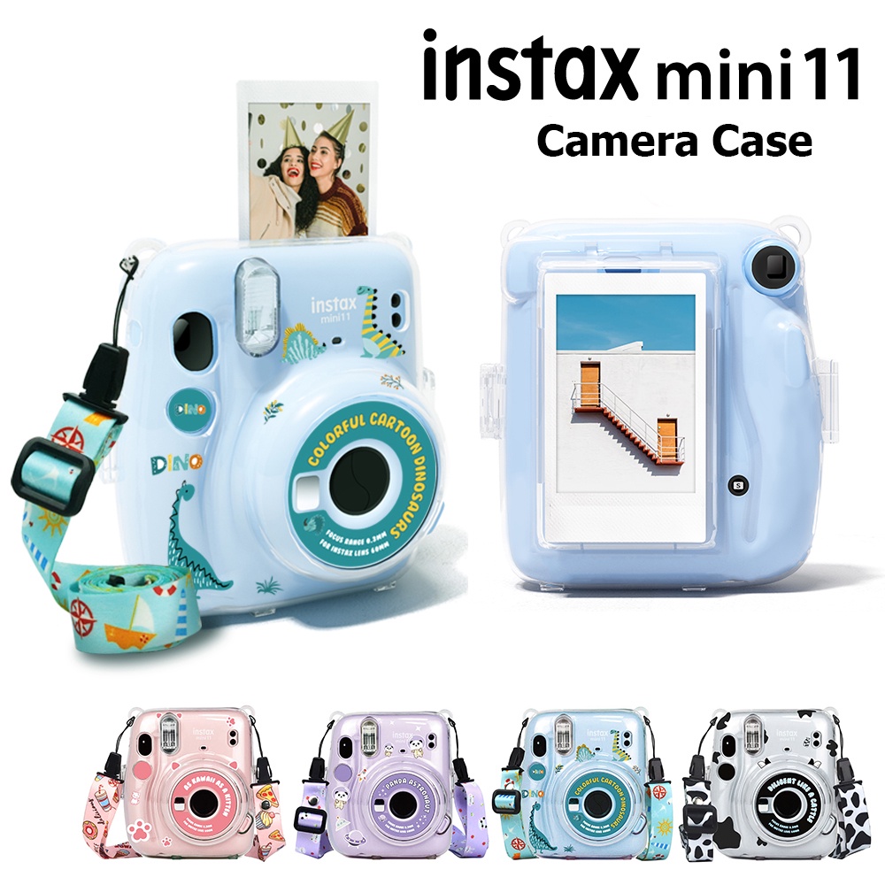 กระเป๋าเคสคริสตัลใส พร้อมกระเป๋า สายคล้อง สติกเกอร์ และสายคล้อง สําหรับ Fujifilm Instax Mini 11 (ไม่รวมกล้อง)