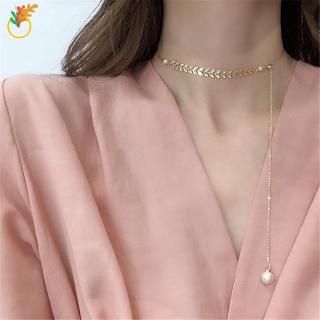 【COD Tangding】Ins Simple Pearl Pendant Necklace Female Fashion Web Celebrity Advanced Sense Clavicular Chain Choker