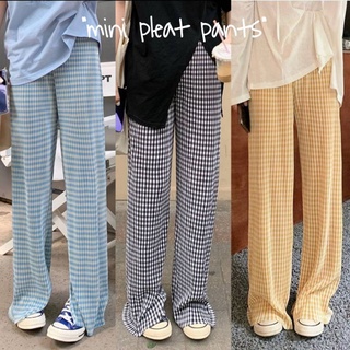 Mini Pleated Pants กางเกงพลีทเล็ก ผ้าลายสก็อต ทรงกระบอก มี4สี