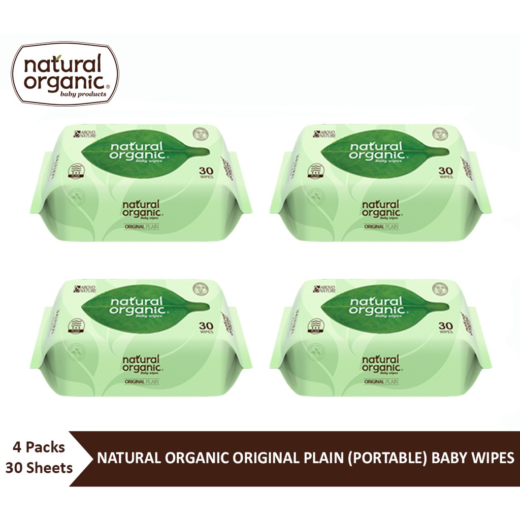 Natural Organic, Original Plain Baby Wipes (Cap, 4*100 Sheets)