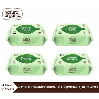 Natural Organic,Original Plain Baby Wipe (Portable, 4*30 Sheets) ทิชชูเปียกออแกนิค เนเชอรัลออแกนิค รุ่นออริจินอล พกพา