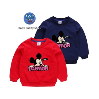 Mickey Mouse แฟชั่นใหม่ 10 สีเด็กแขนยาวเสื้อยืดมิกกี้เมาส์การ์ตูนผ้าฝ้ายเสื้อกันหนาว