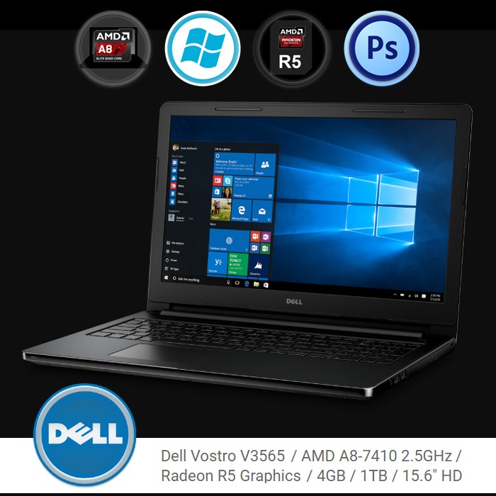 Dell Laptop ร น Vostro 3565 ส ดำ Amd A8 7410 Apu Radeon R5 1tb 4gb 15 6 Windows10 Shopee Thailand