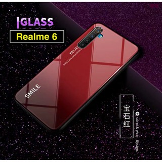 [ส่งจากไทย] Case Realme 6 เรียวมี เคสกระจกสองสี เคสเงาไล่สี ขอบนิ่ม เคสกันกระแทก สีกระจกเทมเปอร์ปลอกแก้วฝาหลังกันชน