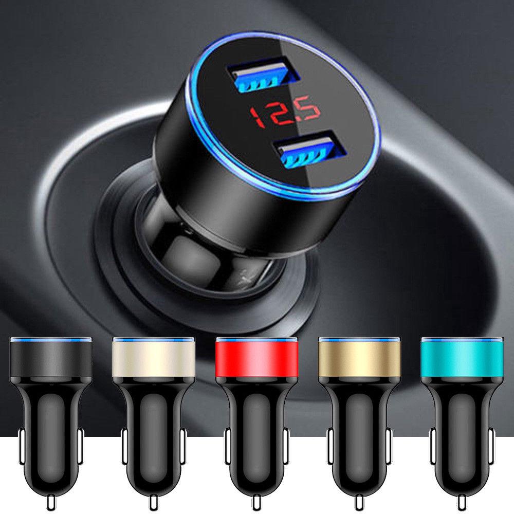 LED Dual USB Car Charger 2 พอร์ตอะแดปเตอร์ช่องเสียบบุหรี่สำหรับโทรศัพท์มือถือ