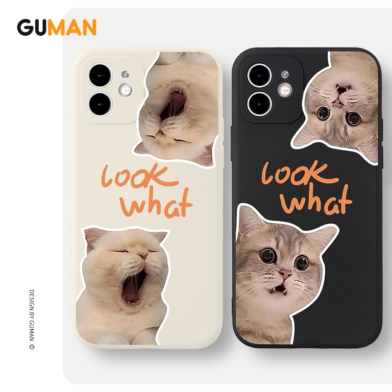 Guman เคสคู่ เคสไอโฟน คู่รัก ขอบเหลี่ยมกันกระแทกซิลิโคนนุ่มน่ารักตลก เคสโทรศัพท์ Compatible for iPhone 16 15 14 13 12 11 Pro Max SE 2020 X XR XS 8 7 6 6S Plus พลัส XYB572