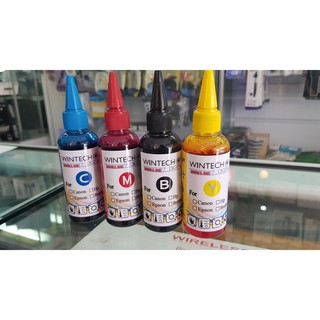 Wintech 100 ml น้ำหมึกเติมใช้ได้กับเครื่องปริ้นทุกรุ่น ได้ทั้งหมด 4 สี ดำ, น้ำเงิน, แดง, เหลือง