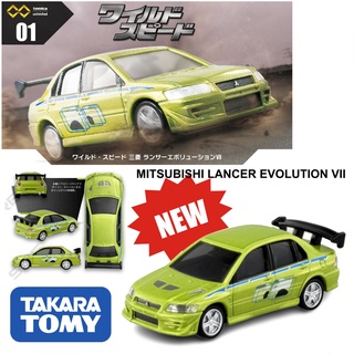 โมเดลรถ MITSUBISHI LANCER EVOCER EVOLUTION VII งาน TAKARA TOMY ลิขสิทธิ์แท้100% สเกล1/64 รถเหล็ก