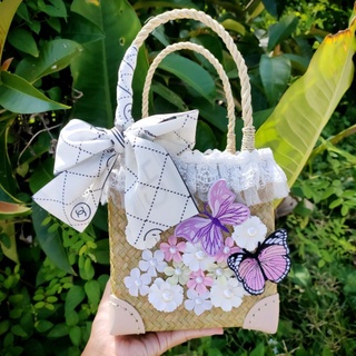กระเป๋าถือสานกระจูด ผีเสื้อ 6"×6" ราคา 289 บาท