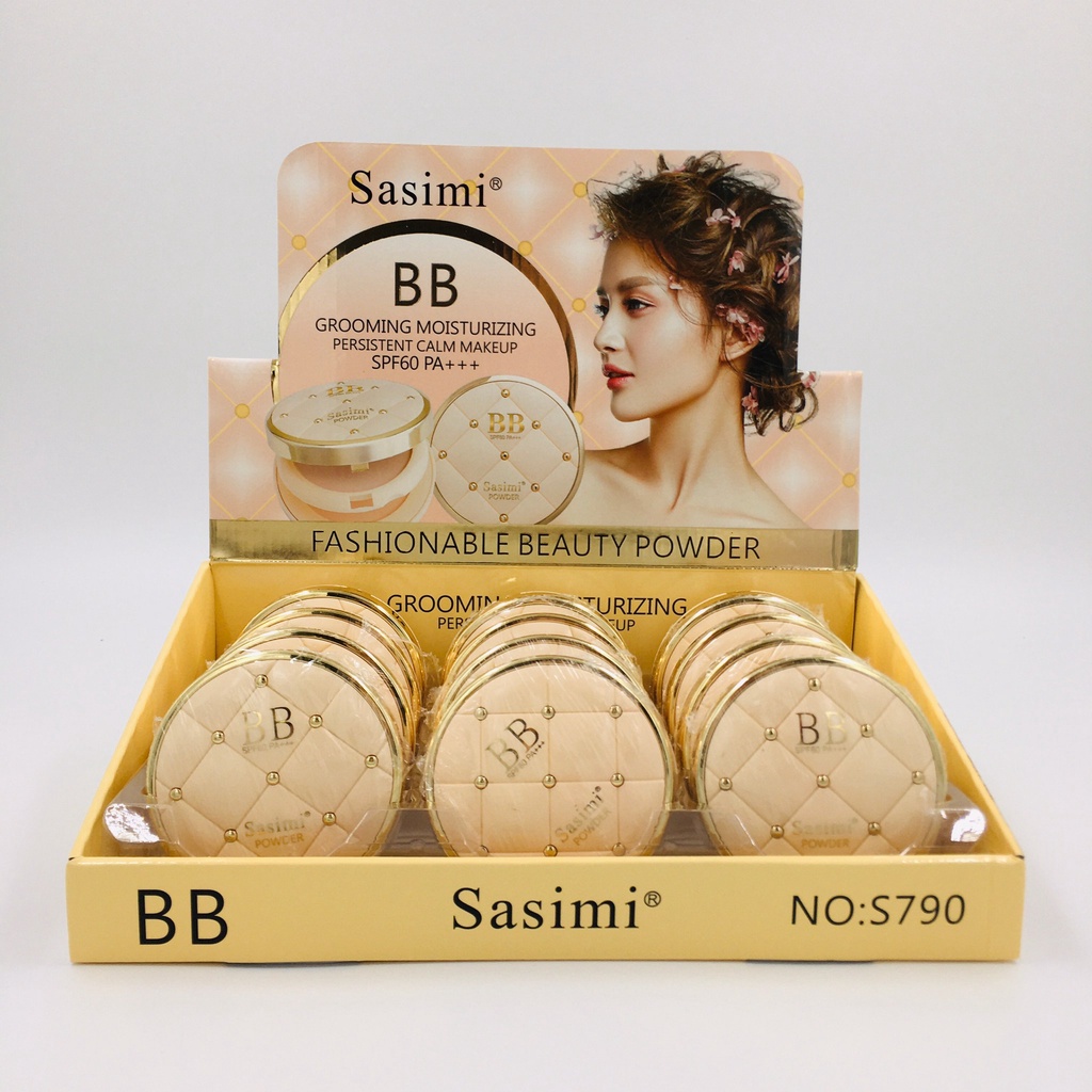 S790 แป้งพัฟ Sasimi  BB Powder ตลับ 2ชั้น  กันแดด กันน้ำ ผสมชิมเมอร์ SPF60PA++ สินค้าพร้อมส่งค่ะ