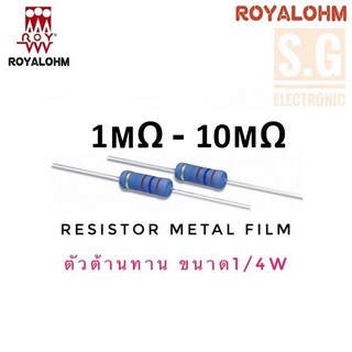 Resistor 1 MΩ - 10 MΩ 1/4W ยี่ห้อ Royalohm ชนิด Metal Film 1%