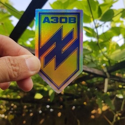 สติกเกอร์โฮโลแกรม ลายกองพัน Azov battlegroup สําหรับติดตกแต่ง 4.8x8.5 ซม