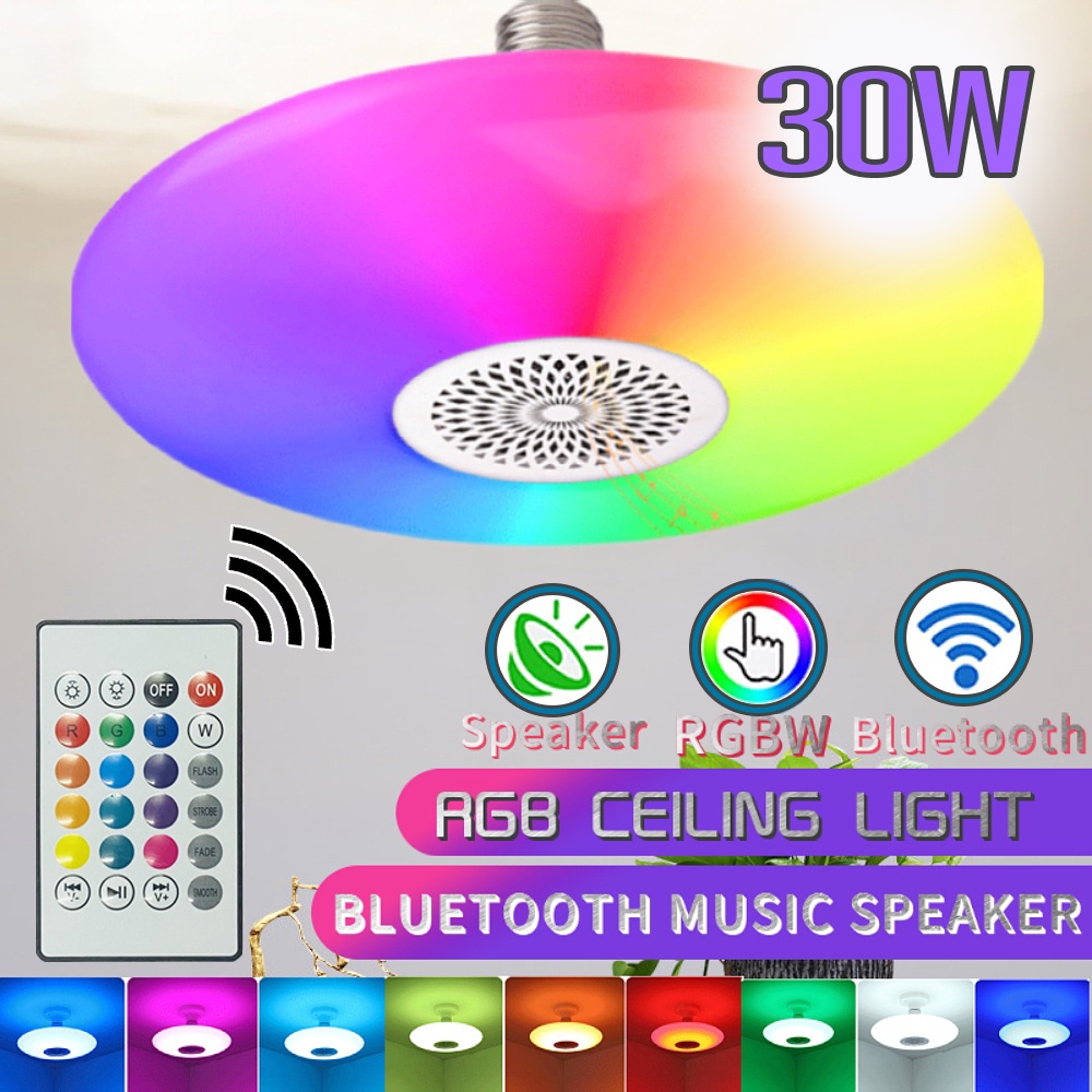 หลอดไฟเพดาน 30W RGB หลอดไฟเปิดเพลงได้ เชื่อมต่อบลูทูธ มีรีโมทคอลโทล / 1784