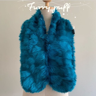 เสื้อโค้ท,เสื้อขนมิ้ง,ผ้าพันคอขนมิ้ง Natural Fur ขนนุ่มสั้นสีฟ้าคราม❄️