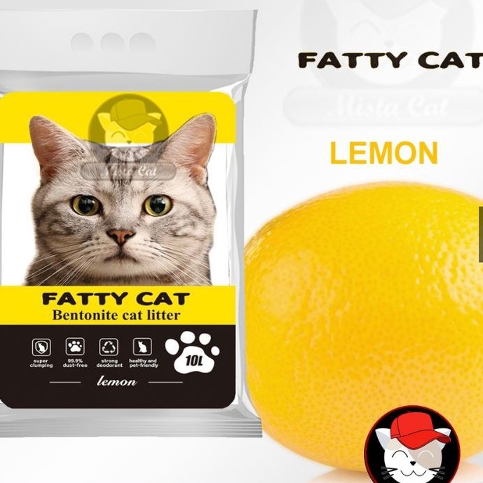 ทรายแมวภูเขาไฟ Fatty cat ควบคุมกลิ่นได้ดี ฝุ่นน้อย99.9% จับตัวเป็นก้อนเล็ก ไม่ติดก้นกระบะ ขนาด10ลิตร