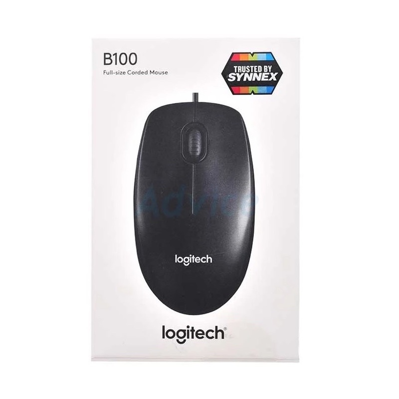 เม้าส์ Logitech รุ่น B100 สีดำ (Logitech Optical Mouse B100) รับประกัน 3 ปี โดย Advice ทุกสาขา