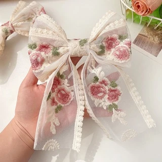 พร้อมส่งจากไทย 🌻กิ๊บติดผม ปักลายลูกไม้ กิ๊บ ประดับโบว์ โบว์สไล์เกาหลี แฟชั่นสําหรับผู้หญิง H24