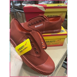 A GC205 รองผ้าใบนักเรียนแบบผู้เชือก GOLDCITY โกลด์ ซิตี้ GC 205 สีน้ำตาล size 28-48