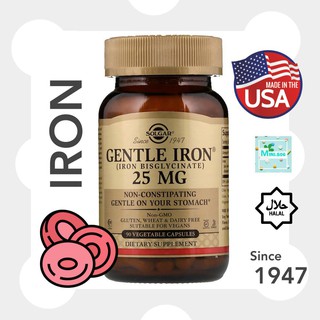 [ ธาตุเหล็ก ] Solgar, Gentle Iron 25 mg x 90 แคปซูล (Capsules)