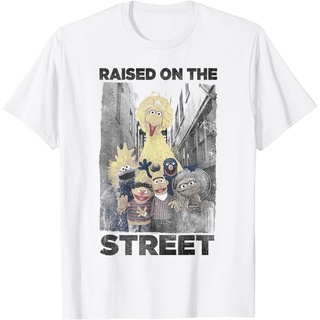 เสื้อยืดผ้าฝ้ายพรีเมี่ยม เสื้อยืด พิมพ์ลาย Sesame Street Raised On The Streets สําหรับผู้ชาย