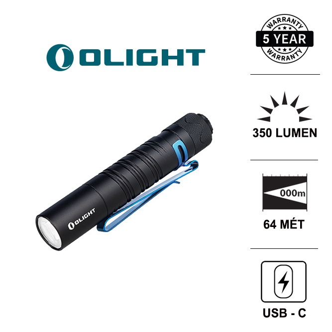 OLIGHT I5R EOS ไฟฉาย Led ประสิทธิภาพสูง 350 ลูเมน ช่วง 64 ม. แบตเตอรี่ 14500 พอร์ตชาร์จ TYPE-C