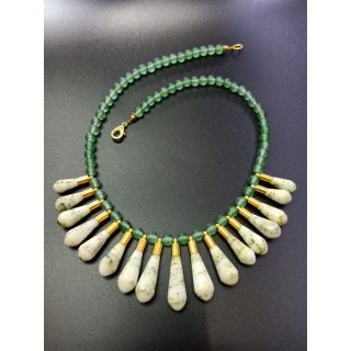 สร้อยคอหินหยก หินอิมพีเรียลแจสเปอร์ เม็ดกลม หินแท้ หินธรรมชาติ Natural Jade with Imperial Jasper Necklace