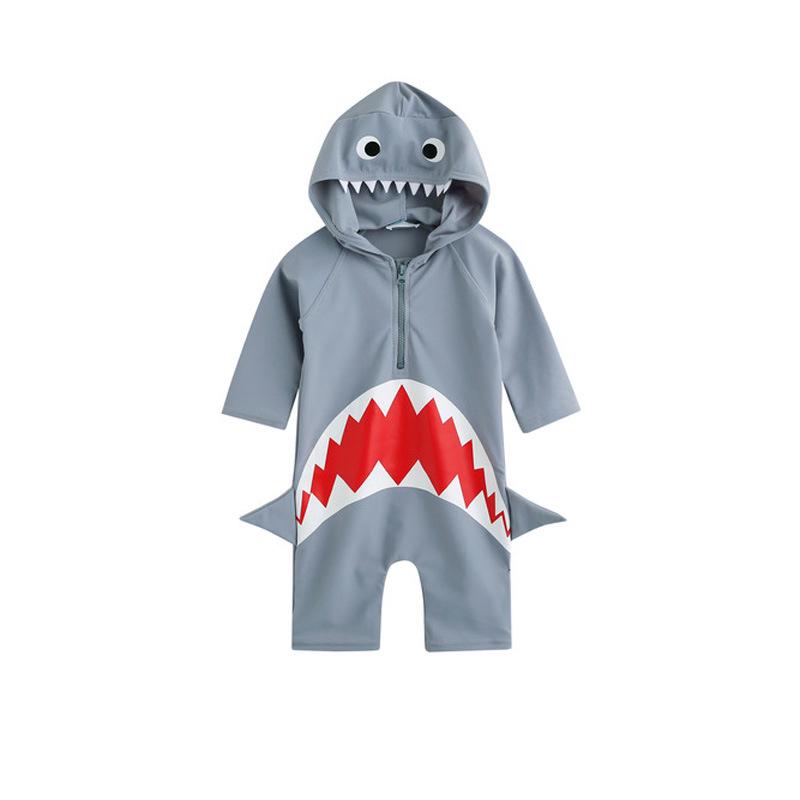 Ready stock boys’swimsuit Children cartoon shark sunscreen swimsuit 8111