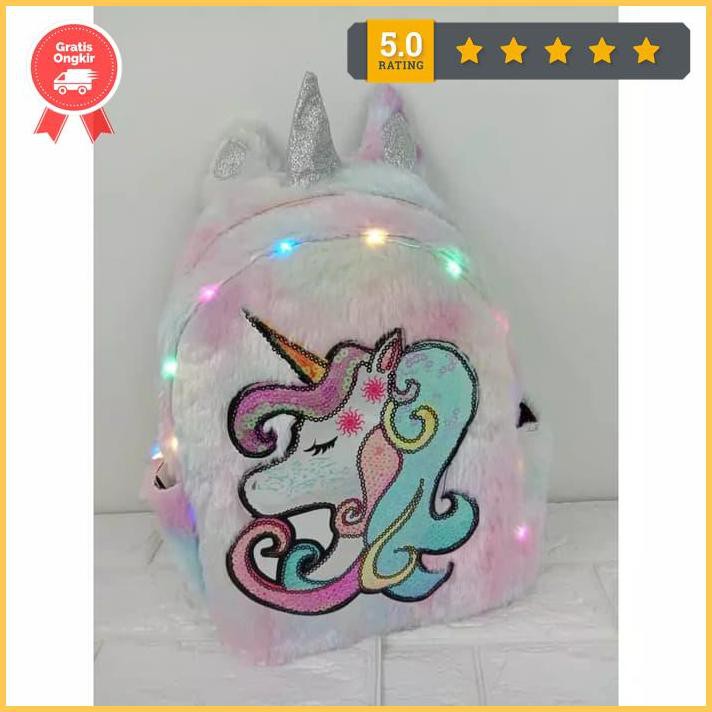 MERAH Sequin Lol Glitter Led Light Up กระเป๋าเป้เด็กสําหรับโรงเรียนอนุบาล ประถม กลาง และมัธยม - สีชม
