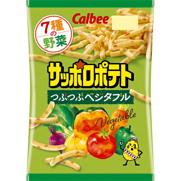 [ยกแถว4ซอง] Calbee Potato Vegetable คาลบี้ มันฝรั่งแท่ง มันฝรั่งผสมผัก7ชนิด จากญี่ปุ่น(4ซอง×9g) รสผักแถว4 แบบแท่ง 122096