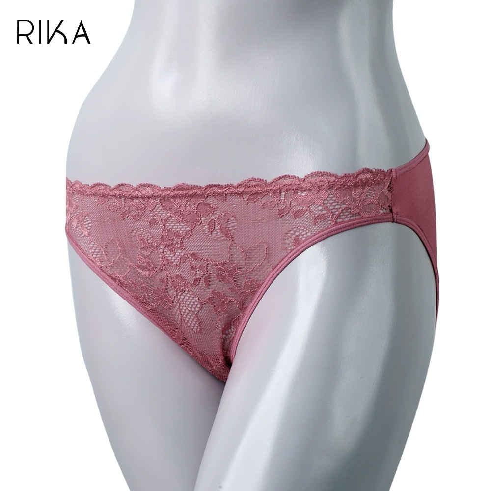 RIKA กางเกงชั้นในสตรี GV2151ทรง BIKINI แต่งลูกไม้ ดีไซน์เรียบหรู ทันสมัย ผ้า Tactel นุ่ม ยืด สวมใส่สบาย มีหลายสี (M-XL)