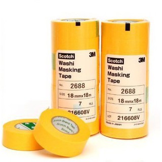 3M เทปกระดาษกาวเรียบ Washi Masking Tape ขนาด 18mm x 18m (7 ม้วน/แพ็ค)