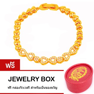 Tips Gallery สร้อยข้อมือ เงิน 925 หุ้ม ทองคำ 24K เพชร รัสเซีย 3.7 กะรัต รุ่น Valentines Infinity Love Design TBS169