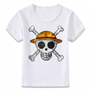 เสื้อยืดผู้ เสื้อยืด พิมพ์ลายธงโจรสลัด One Piece Luffy Oal329 S-5XL