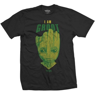 tshirtเสื้อยืดคอกลมฤดูร้อนหนังสือการ์ตูนมาร์เวล Guardians of the Galaxy Vol. เสื้อยืด ลาย I am Groot สีดํา สําหรับผู้ชาย