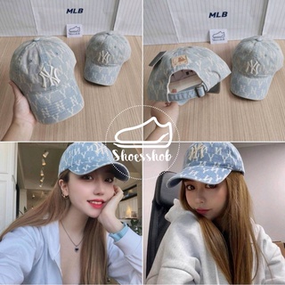 MLB ของแท้ Mlb denim ball cap หมวกสียีนส์ logo NY หลายรุ่น🔵🔵 ป้ายแท็กเกาหลี  🇰🇷