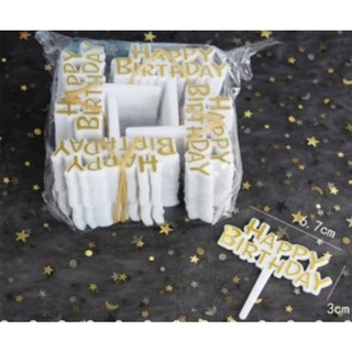 ป้ายปักเค้กhappy birthday แบบพลาสติก 25ชิ้น/ชุด