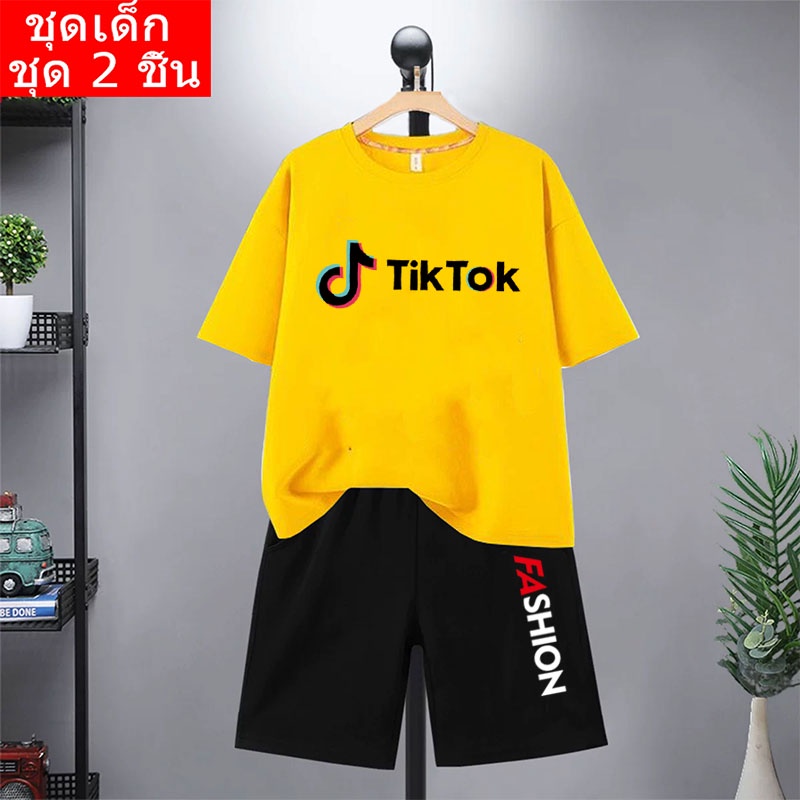 K2121+DD335 ชุดแฟชั่นเด็ก ชุดเซ็ทเด็กขาสั้น  เสื้อยืดเด็ก - รูปที่ 3