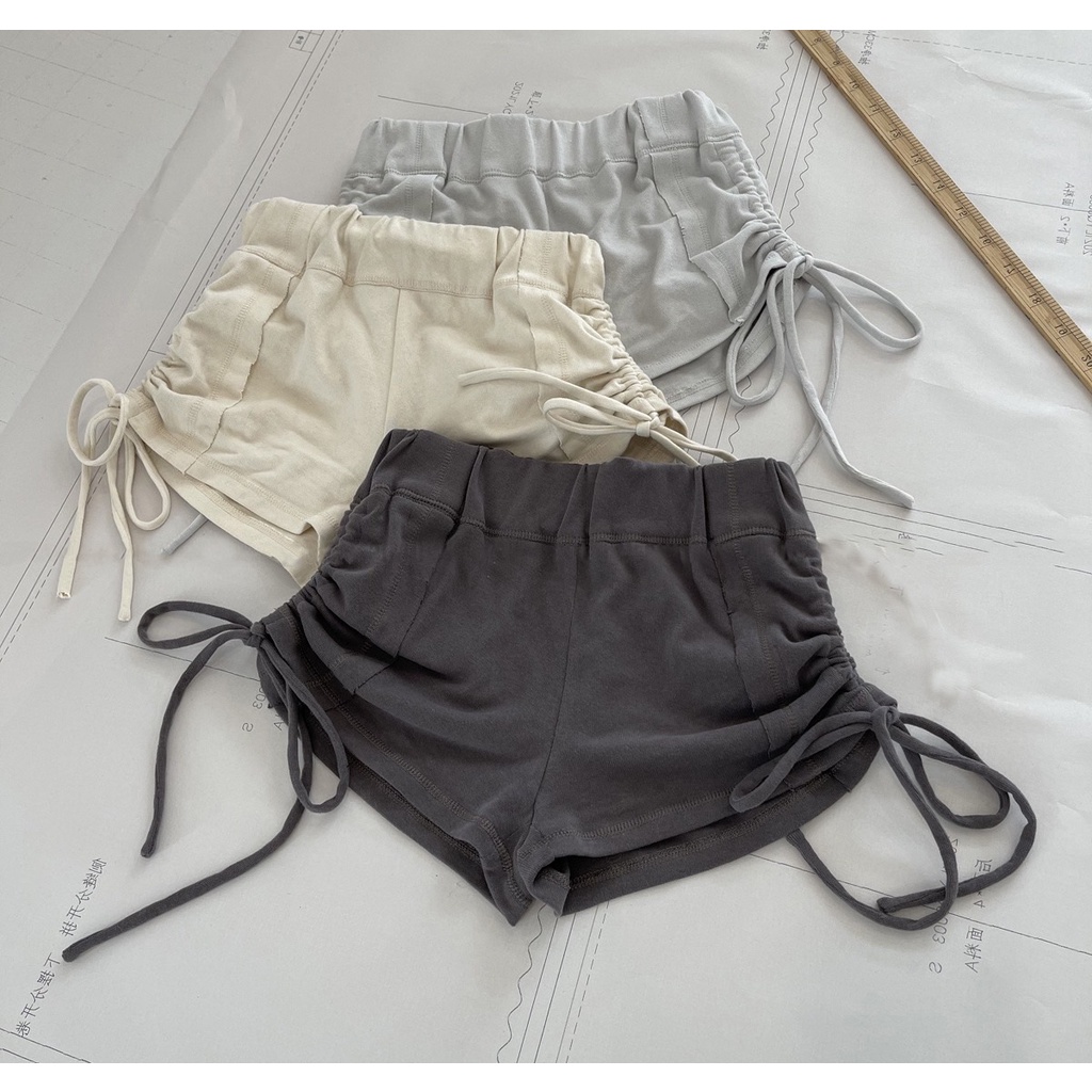 SGH0061 พร้อมส่ง กางเกงขาสั้น มีเชือกรูดด้านข้างมีกระเป๋า 2 ข้างยืดได้เยอะ