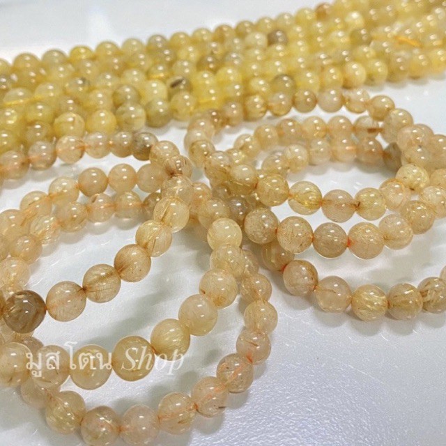 หินไหมทอง แท้ 8มิล & 10มิล เกรดสวย ไหมแน่นทุกเม็ด แพ็ค10เม็ด Sale