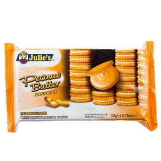 Julie Peanut Butter Sandwich 135 g. จูลีย์ จูลี่ย์ส บิสกิตสอดไส้เนยถั่ว ขนาด 135 กรัม