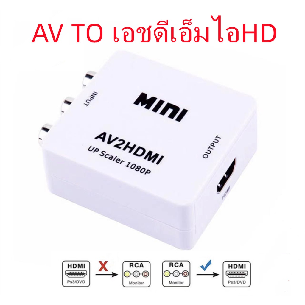 ตัวแปลง RCA AV to HD เอชดีเอ็มไอ Converter อะแดปเตอร์มินิ Composite CVBS